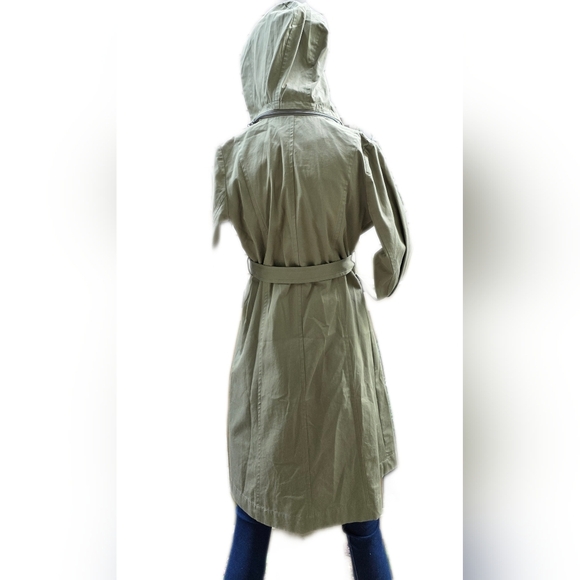 Blue Sky Waxed Cotton Forest Green Coat. Button Down, Belted, Small, - Picture 3 of 14